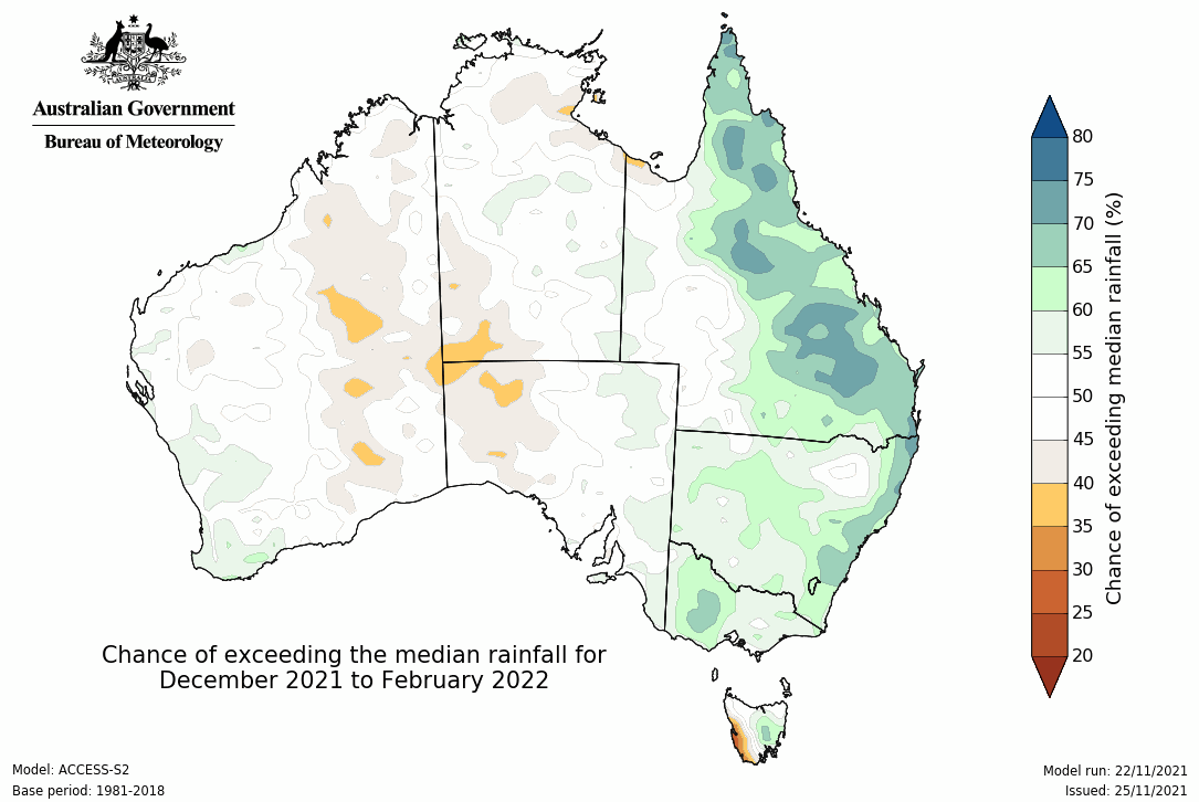 BOM rainfall outlook summer 2021