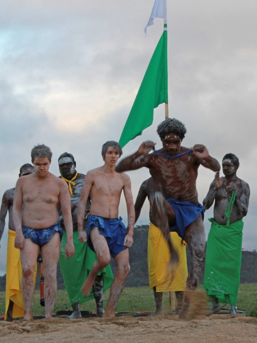 Traditional dancers performed an enactment of the funeral rites and bone ceremony.