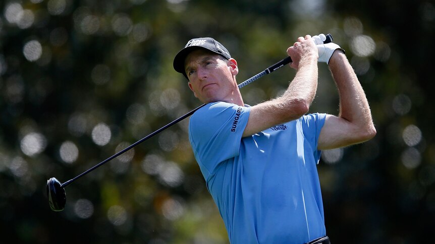 American Jim Furyk shot the front nine in six-under in the second round of the Tour Championship.