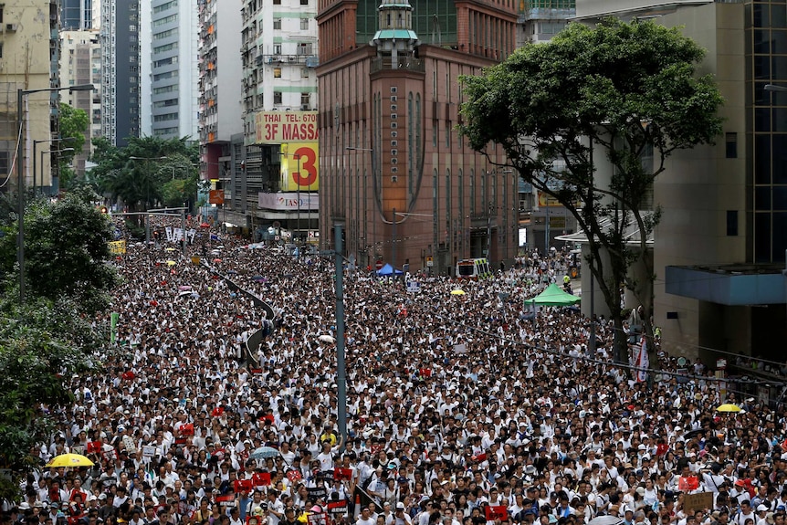 Hundreds of thousands of protesters gathered throughout Hong Kong to protest the extradition bill.