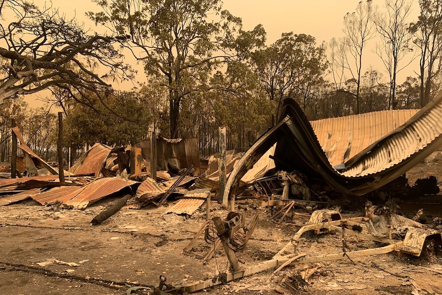 Taylor family property fire wreckage