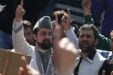 Kashmir separatist Mirqaiz Umar Farooq addresses a rally in Srinagar