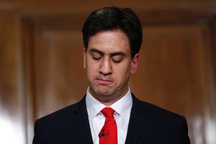 Ed Miliband announces his resignation as the leader of the Labour Party