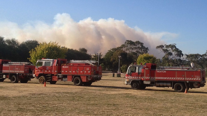 Trucks at staging point in Wallan