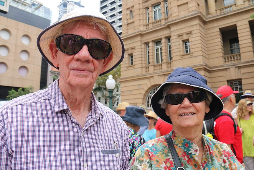 Ray and Robin McGuire came from Ipswich to attend the Brisbane climate rally.