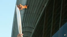 Cathy Freeman with Olympic torch
