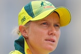 Alyssa Healy looks to her right during an ODI in the women's Ashes series.