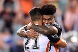 Naiqama celebrates last-gasp winning try for Wests Tigers