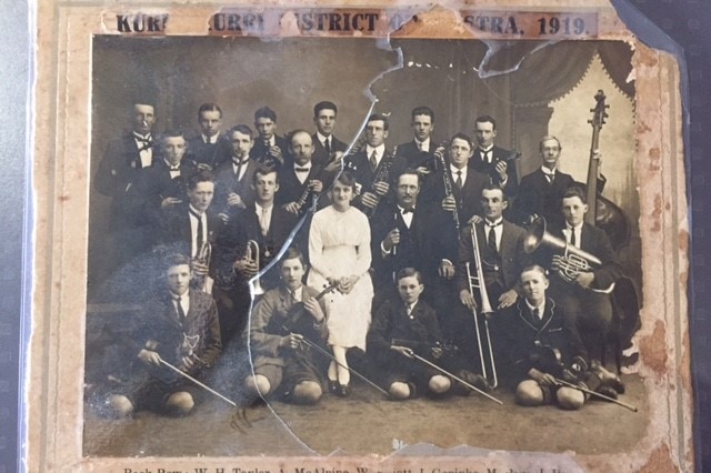 An archival photo of the Kurri Kurri District Orchestra in 1919.