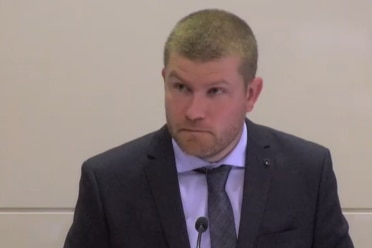 Bryn Jones on the stand giving evidence at the royal commission