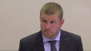 Bryn Jones on the stand giving evidence at the royal commission