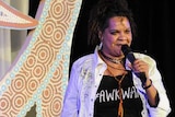 Comedian Shiralee Hood performing in 2016