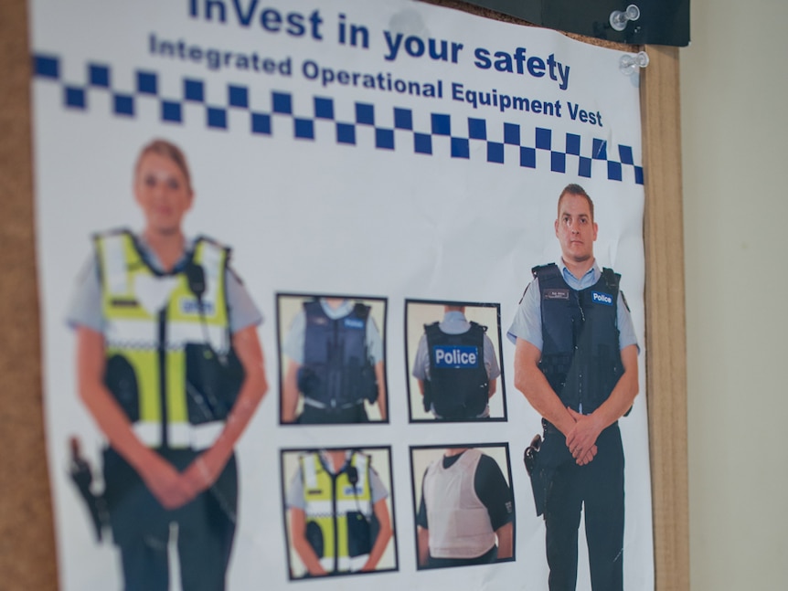 A photo of Rob Atkins featuring in a Victoria Police safety poster