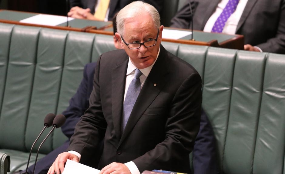 Andrew Robb delivering a speech in Parliament. February, 2016.
