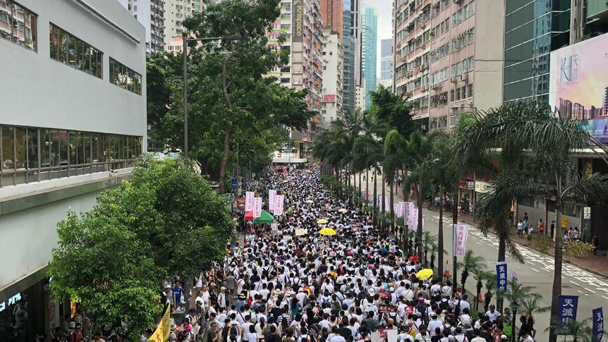protesters take to the streets in Hong Kong