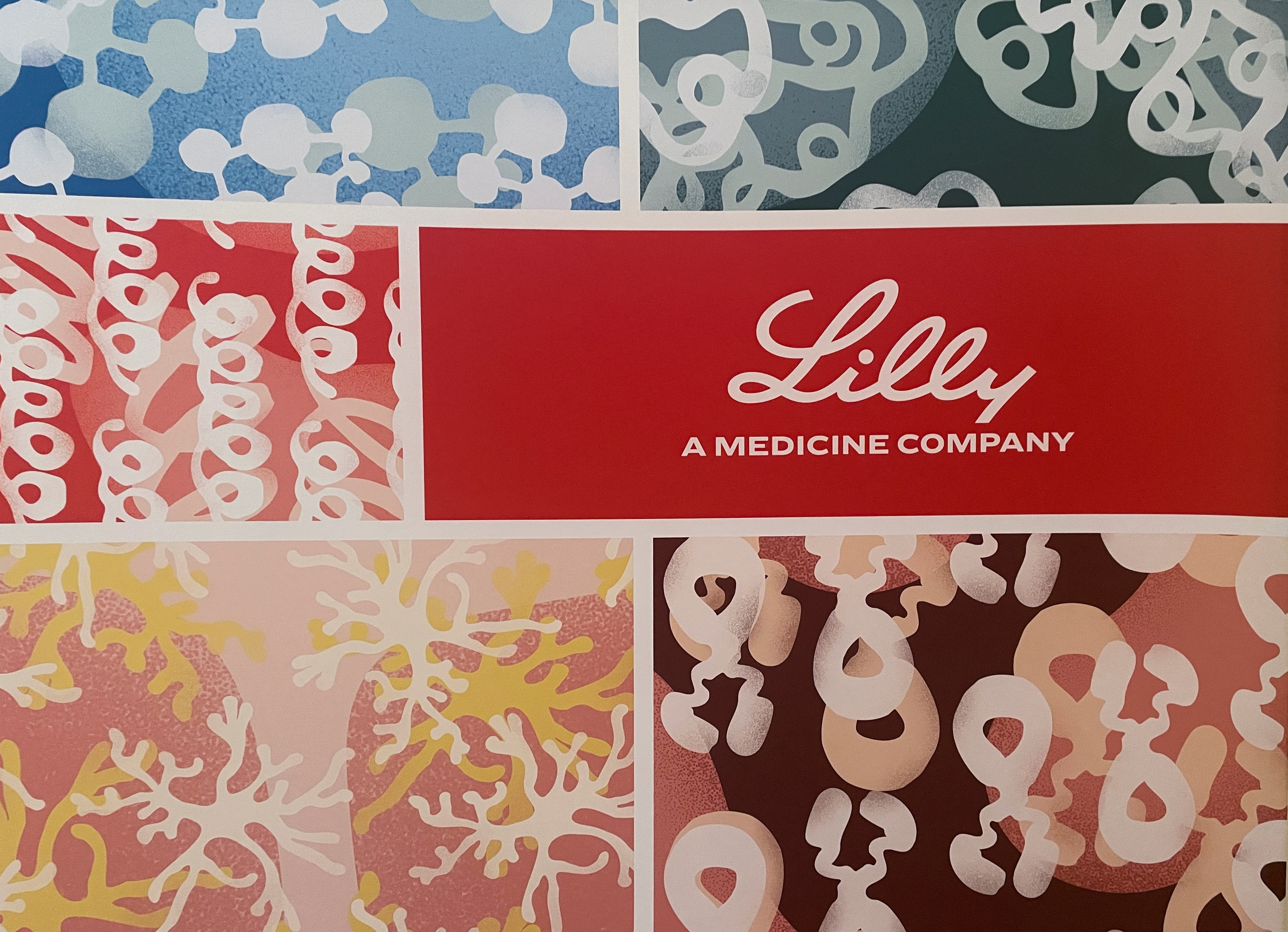 The Eli Lilly logo is displayed at the Clinical Trials on Alzheimer’s Disease conference in San Diego
