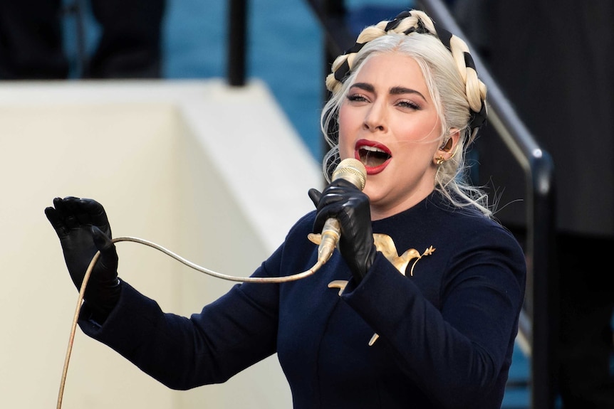 Lady Gaga performs at the inauguration of US President Joe Biden.