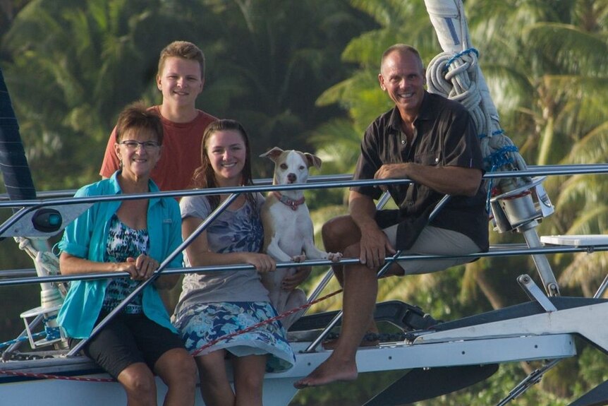 Niki Nie and her family on their sale boat.