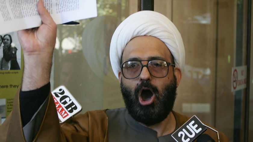 Man Haron Monis speaks to the media outside court in 2009