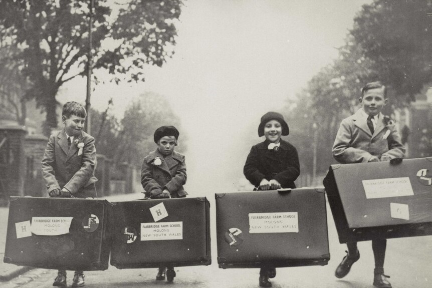 Four children bound for Fairbridge Farm School in Molong, 1938.