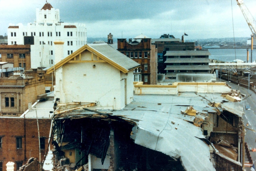 The damaged George Hotel