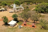 A small outback town, as seen from above.