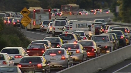 Traffic bumper to bumper on a highway (file image)