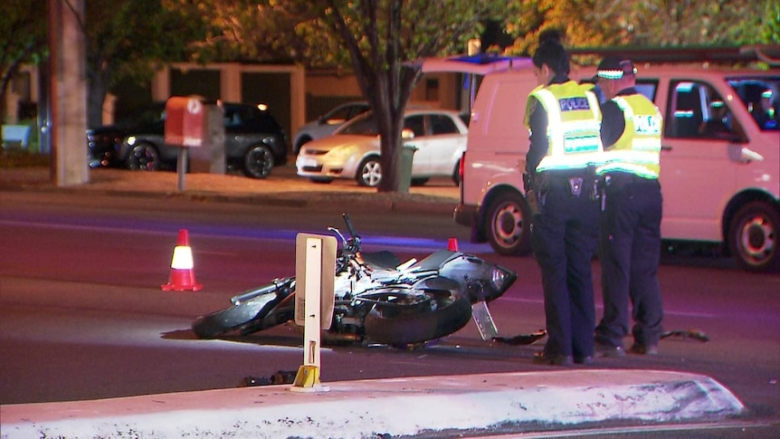 A motorbike involved in a fatal crash.