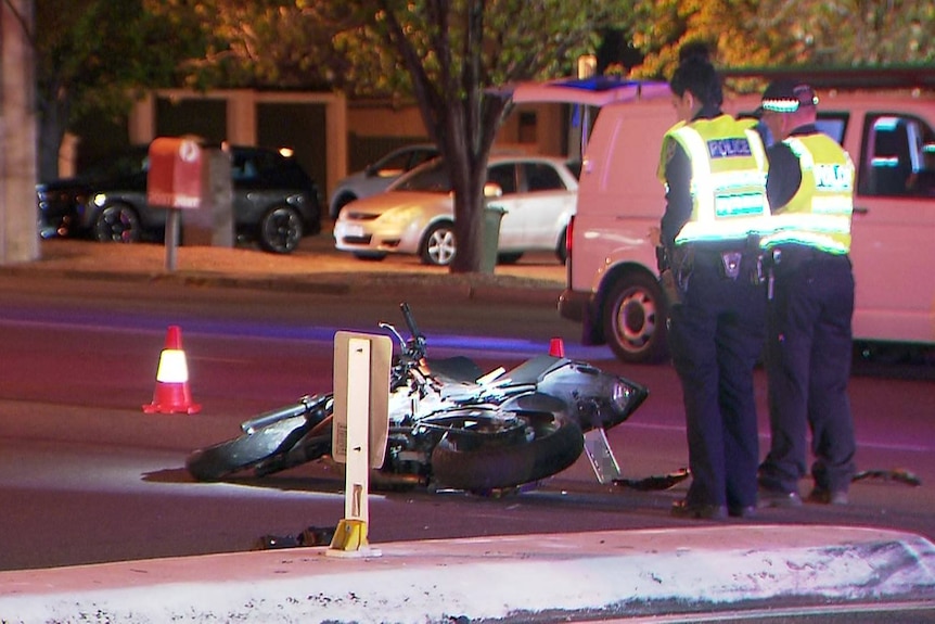 A motorbike involved in a fatal crash.