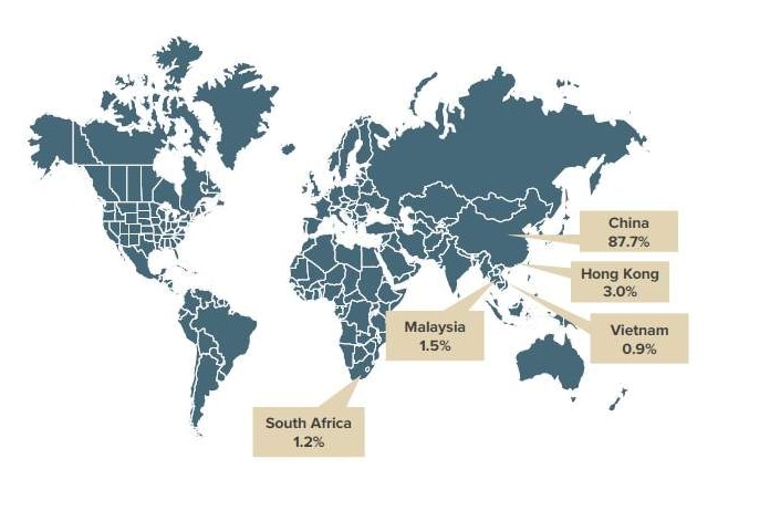 A chart showing the top five countries for SIV visas, led by China