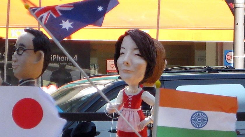 Prime Minister Julia Gillard is reproduced in a doll