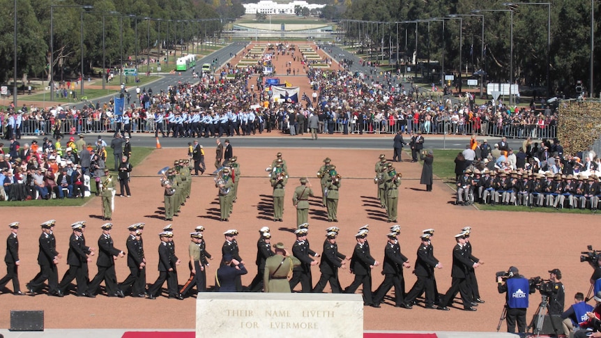 Thousands of veterans from conflicts spanning more than 70 years marched up Anzac Parade to the Australian War Memorial.