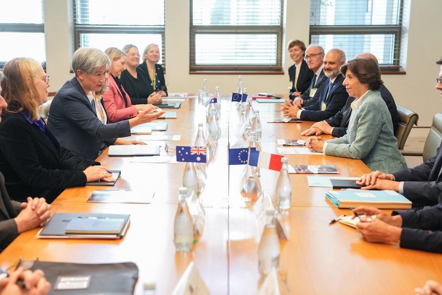 Penny Wong holds meeting with French Foreign Minister Catherine Colonna in Canberra.