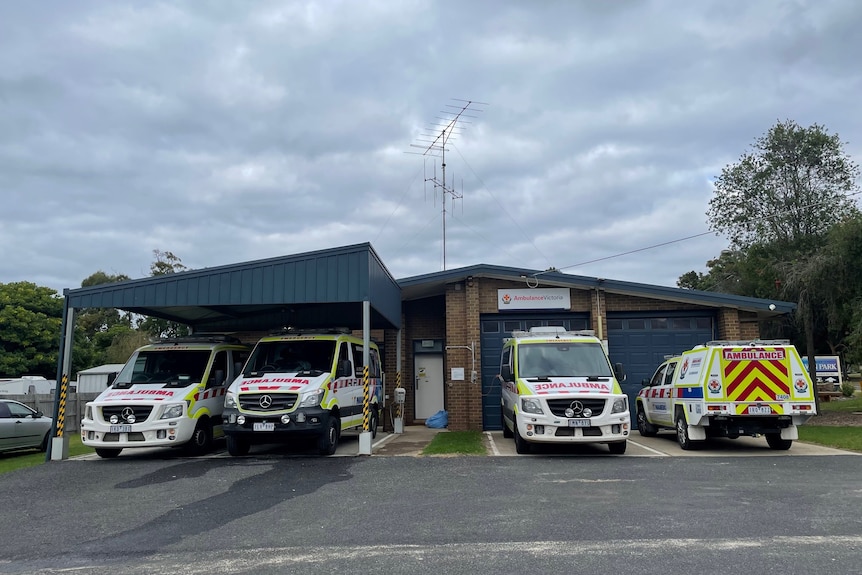 Ambulances parked outside an ambulance station 