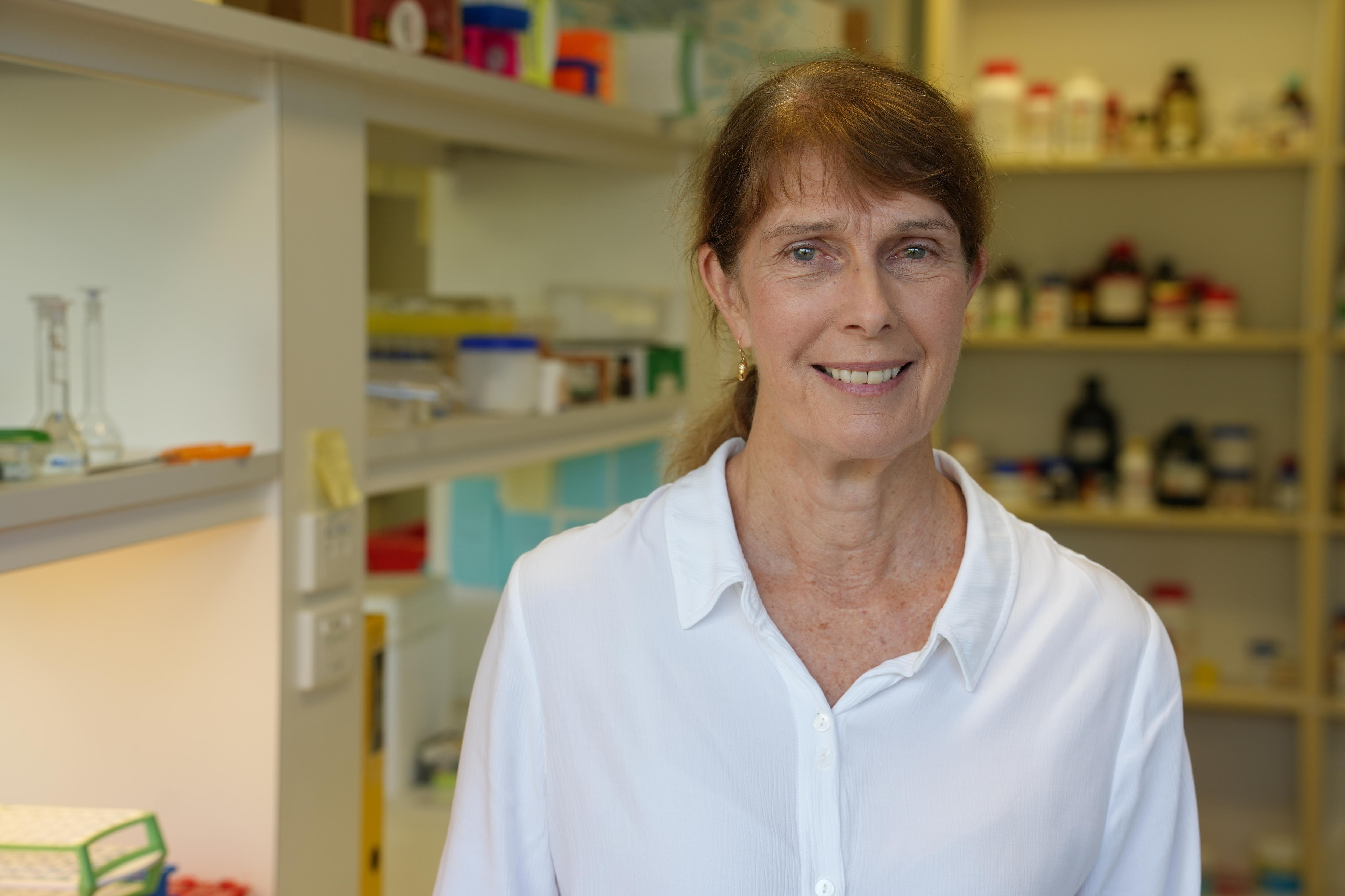 A woman in a white shirt 