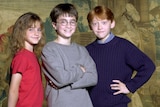 The three stars of the Harry Potter films in 2000. Emma Watson (left), Daniel Radcliffe (Centre), and Rupert Grint (Right). 