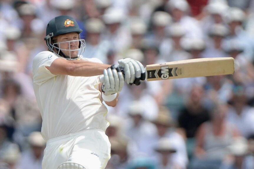 Shane Watson plays a pull shot on day four at the WACA