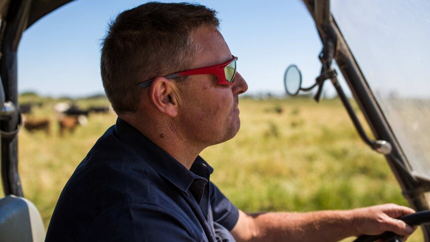 Shane Attwell drives between paddocks