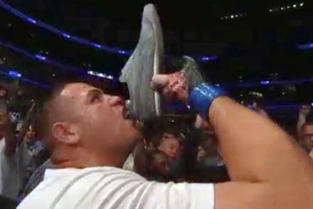 Tai Tuivasa does the Shoey after UFC win