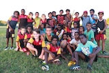 Mornington Island footballers in their new boots