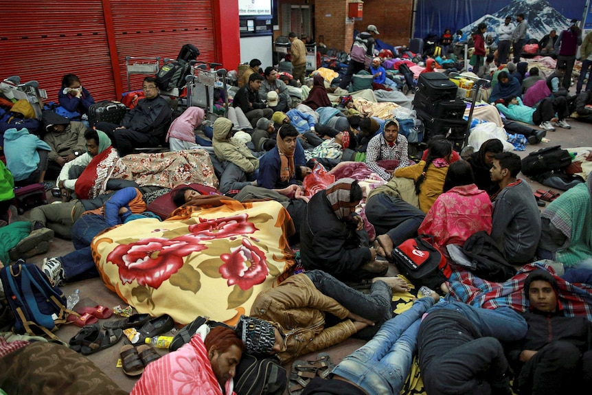 People at Kathmandu airport