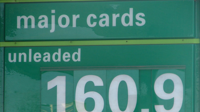 Petrol sign 160.9 cents per litre, May 16, 2008 Hobart