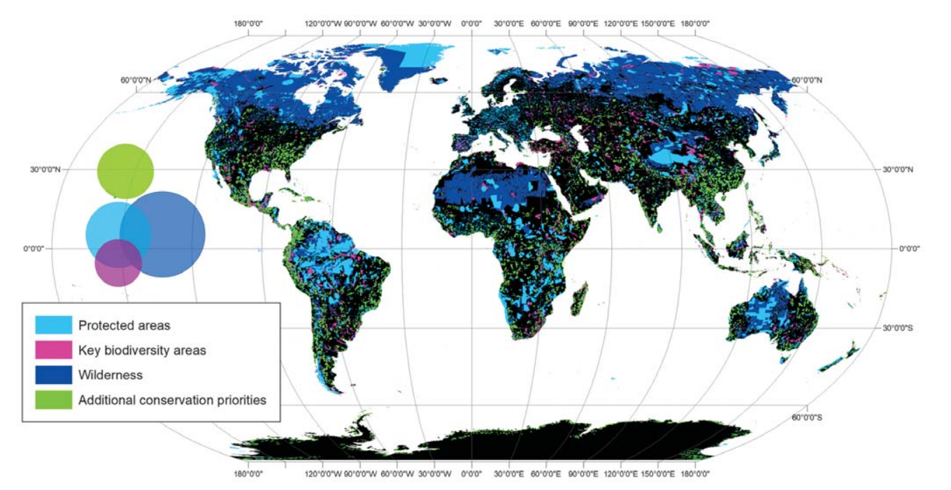 A map showing areas for conservation.