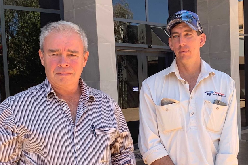 Alice Springs directors Warwick Curr and James Griffiths outside court.