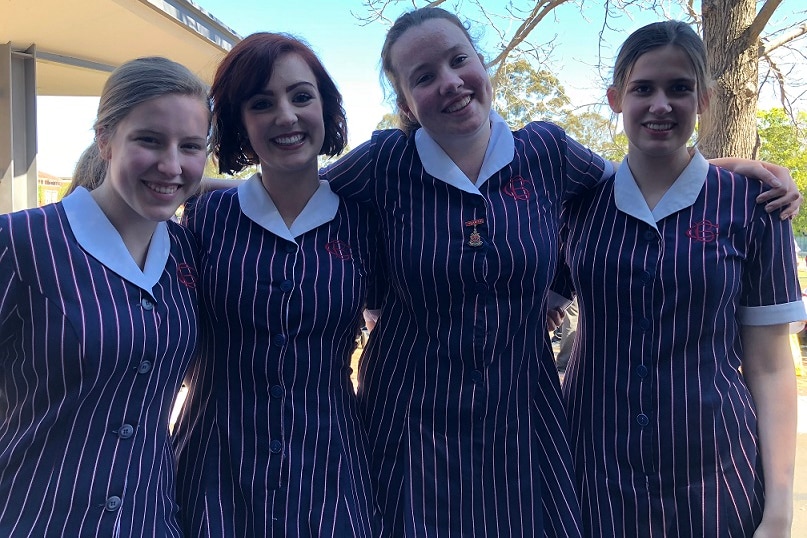Jacqueline Stark (second from the right) pictured with three friends during high school.