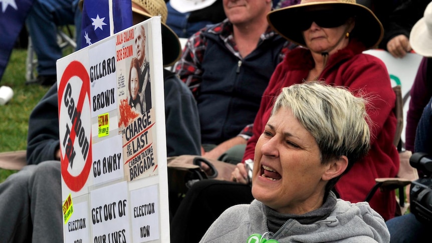 A protester outside Parliament House