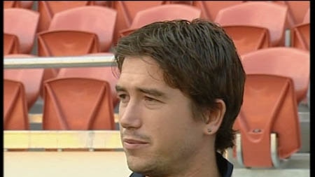 Harry Kewell talks to reporters in Brisbane