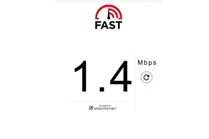 A screenshot of nbn speed shows it is running at 1.4Mbps per second.
