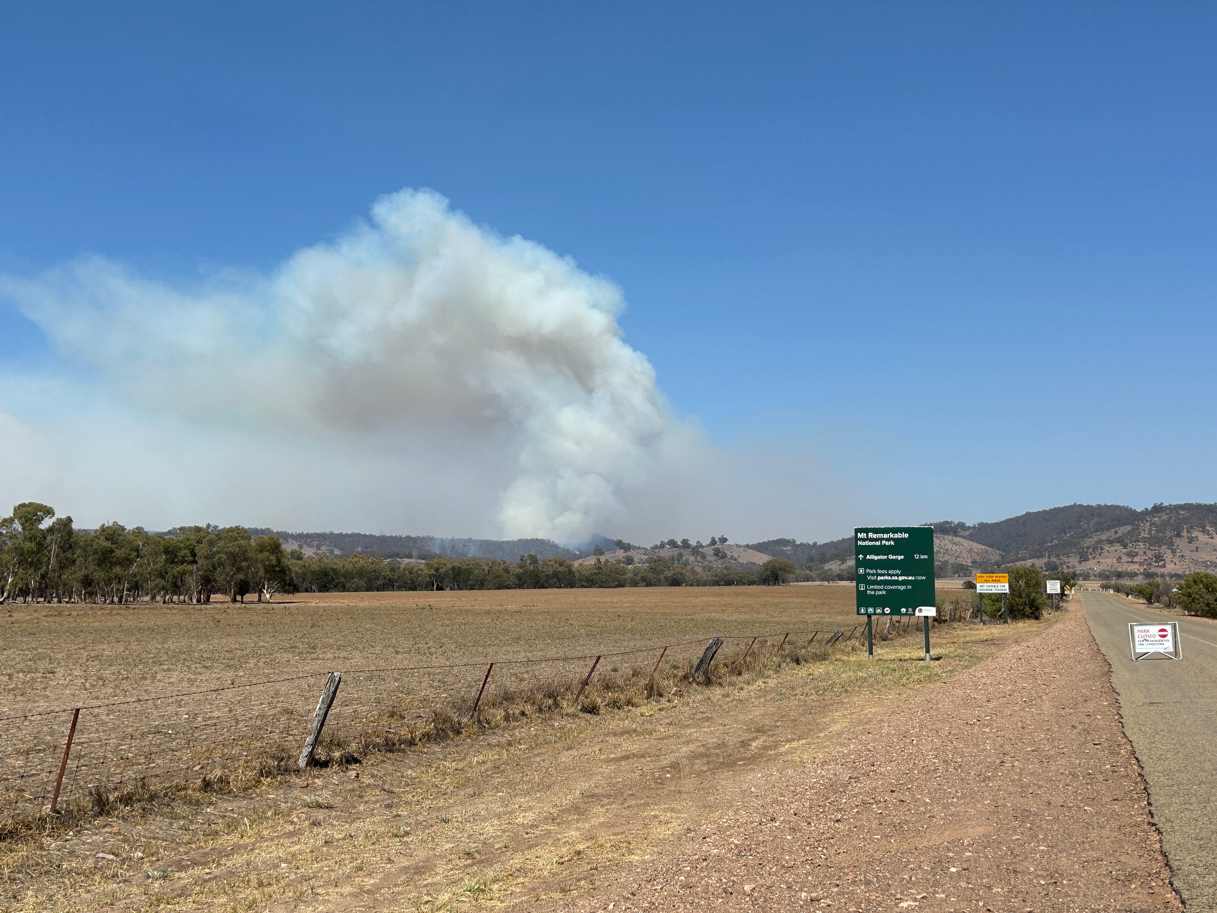 A fire burns at a national park.