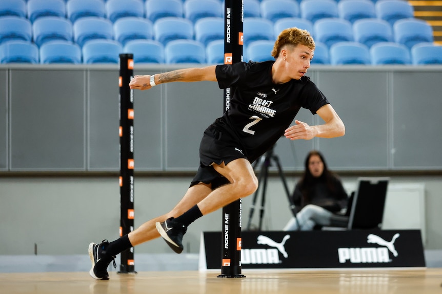 Lance Collard at the AFL draft combine